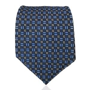 LRL‎ Ralph Lauren 100% Silk Tie Blue Basket Weave 58" Made In USA